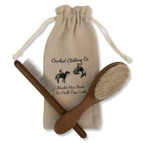 Wooden Hair Brush and Cradle Cap Comb Set – Cowkid Clothing Company