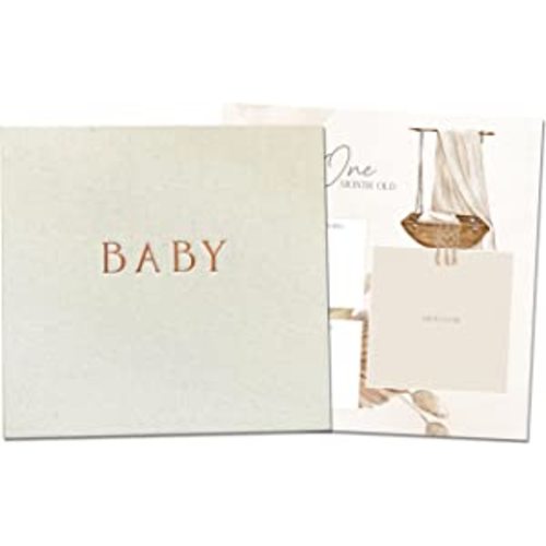 Peachly Unisex Baby Memory Book | Minimalist Baby First Year Keepsake for Milestones | Baby Books First Year Memory Book | Simple Baby Scrapbook for Boy Girl Milestones | Natural Linen - Haven : Baby