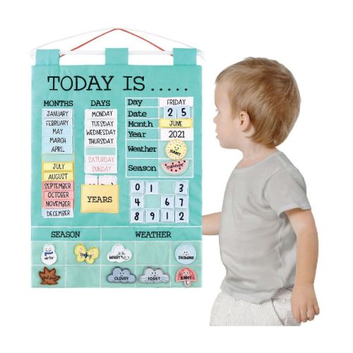 The Peanutshell Preschool Educational Wall Calendar - 53 Fabric Pieces for Months, Days, Years, Weather, & Seasons