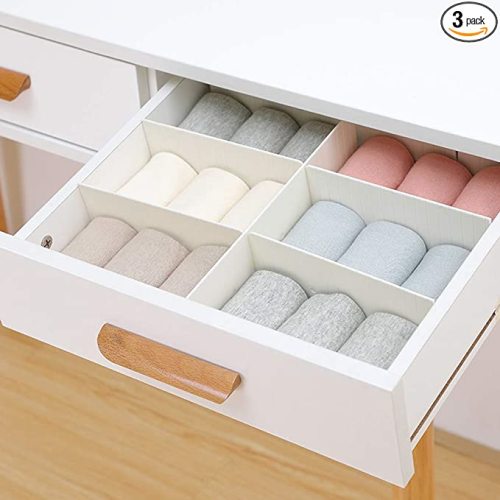 Poeland Drawer Divider Organizer DIY Plastic Grid Drawer Divider for Home Tidy Closet Stationary Makeup