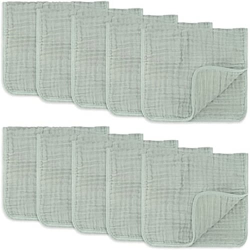 Muslin Burp Cloths 10 Pack Large 100% Cotton Hand Washcloths 6 Layers Extra Absorbent and Soft by Comfy Cubs (White, Pack of 10)Muslin Burp Cloths 6 Pack Large 100% Cotton Hand Washcloths 6 Layers Extra Absorbent and Soft by Comfy Cubs (Fern, Pack of 10)