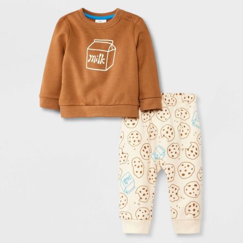 Baby 2pc Cookie Fleece Graphic Top & Bottom Set - Cat & Jack™ Brown, Size: 6-9M