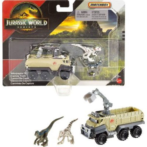 Matchbox Jurassic World Rebirth Dino Transporter Toy Car or Truck and 1-2 Mini Dinosaurs (Styles May Vary)