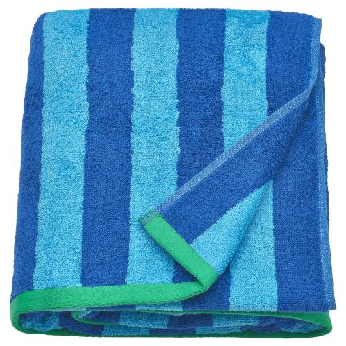 SLÅNHÖSTMAL Bath sheet - bright blue/light blue stripe 39x59 "