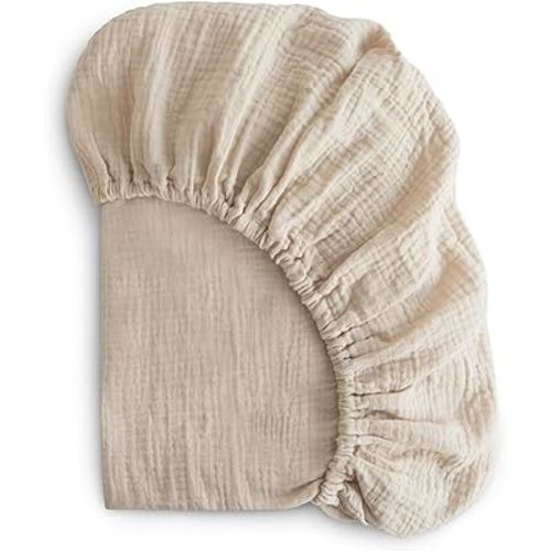 mushie Extra Soft Muslin Fitted Crib Sheet | 192 Thread Count | 28"x 52" (Fog)