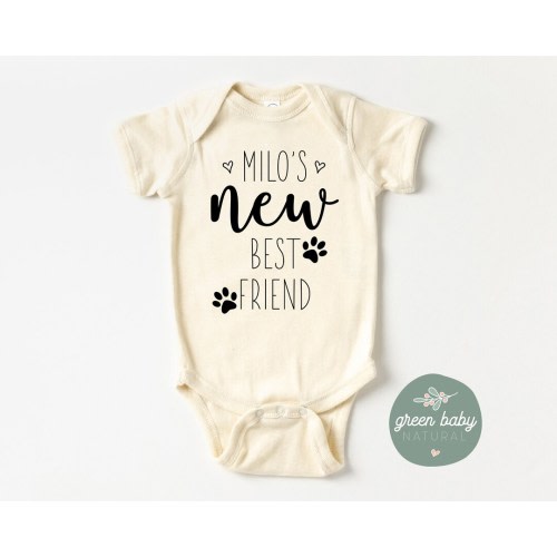 Cute Pet Baby Onesie®, New Best Friend Baby Bodysuit, Personalized Dog Name Baby Onesie®, Dog lover Baby Onesie®, Customized Baby Gift Shirt