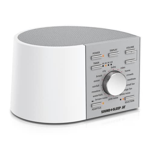 Adaptive Sound Technologies Sound + Sleep SE Noise Machine - White Noise Machine - Non-Looping Environmental/Nature Sounds for Sleep & Relaxation - with Timer & Headphone Jack - White/Silver
