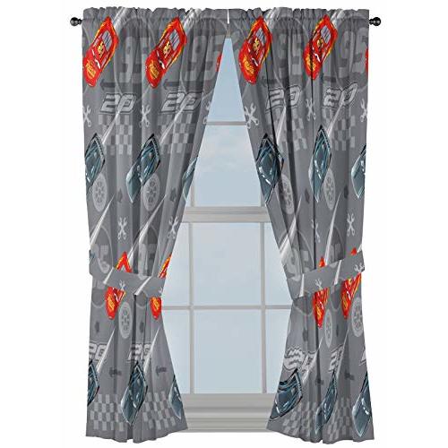 Jay Franco Disney Pixar Cars Lighnting Speed 63" Inch Drapes - Beautiful Room Decor & Easy Set Up, Bedding Features Lightning McQueen - Curtains Include 2 Tiebacks, 4 Piece Set (Official Product)