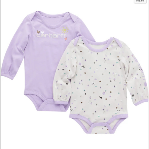 Girls' Long-Sleeve Farm Print Bodysuit 2pc Set (Infant) | 9M | Carhartt