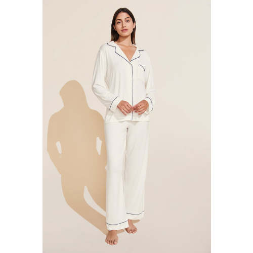 Gisele TENCEL™ Modal Long PJ Set - Pure Ivory/Navy