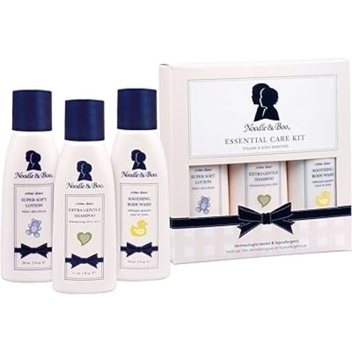 Noodle & Boo Essential Care 3 Piece Kit Super Soft Baby Lotion, Extra Gentle Shampoo and Soothing Body Wash, 2 Oz of each