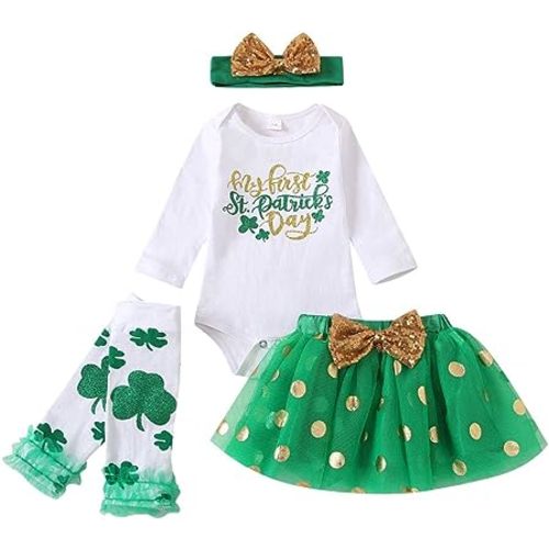 XIFAMNIY Girls Valentine's Day/St.Patrick Day/Easter Day Outfit Newborn 3Pcs Strap Skirt Set