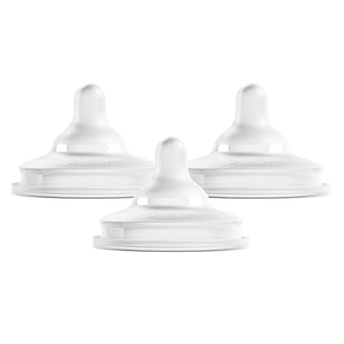 Boon Nursh Curve Silicone Baby Bottle Nipples - Food-Grade Silicone Bottle Nipples - Slow Flow Nipples for Baby Bottles - Baby Bottle-Feeding Supplies - 3 Count