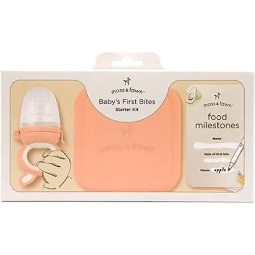 Baby’s First Bites Starter Kit – Ice Cube Tray, Forage Feeder, Freezer Mold & Pacifier Feeder – Milestone Magnet for Food Tracking & Feeding Tips – Baby Food Prep Essentials - Bloom