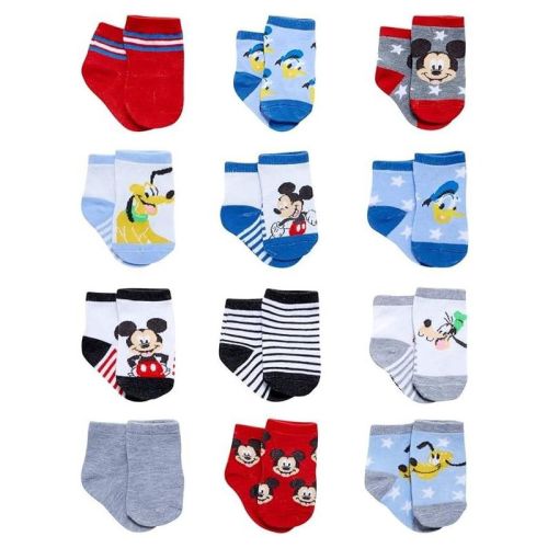 Disney Baby Boys’ Socks - 12 Pack Mickey & Friends Socks, (Infant Age 0-24M)