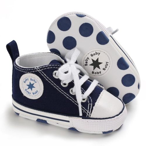 KKIIDDSS Unisex Baby Girls Boys Canvas High-top Shoes, Newborn Infant Anti-Slip Soft Sole Frist Walking Breathable Sneakers
