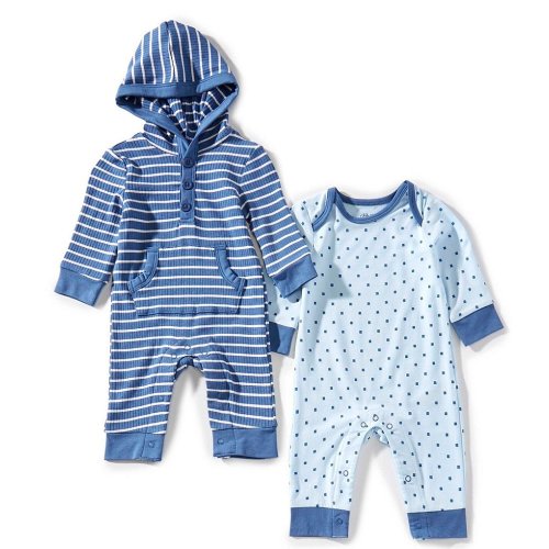 Little Me Baby Boys Long Sleeve Geo Stripe & Allover Print 2-Pack Coveralls