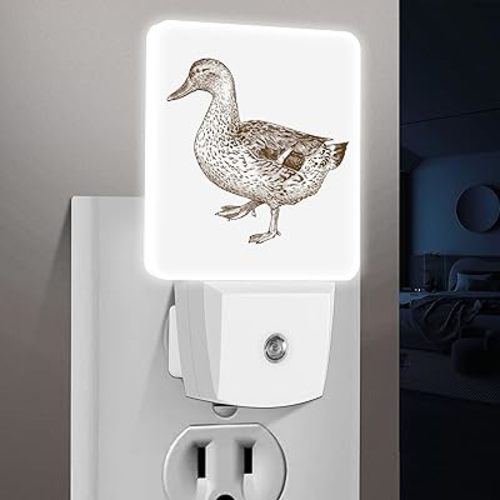LED Night Light Lamp with Smart Sensor Dusk to Dawn Sensor,Female Mallard Duck Night Light Daylight White,0.5W Plug-into Wall for Adults,Bedroom,Bathroom,Hallway,Kitchen