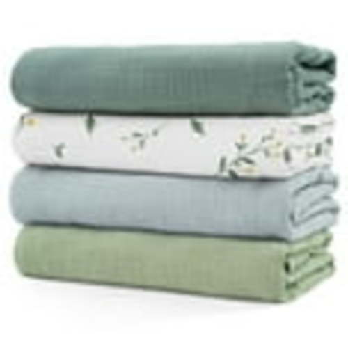 Gllquen Baby Muslin Cotton Swaddle Blankets 4-Pack for Newborn Boys Girls, 38" x 40",Bud