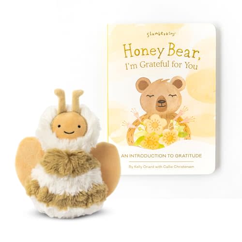 Slumberkins Honey Bear Board Book & Bee Mini | Teach Kids Gratitude & Support Emotional Intelligence for Ages 0+ (Bee)