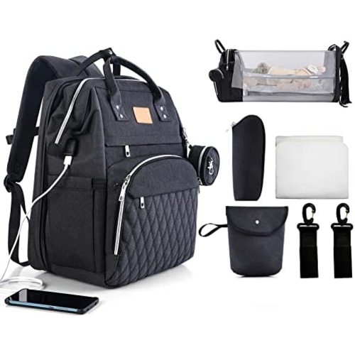 Diaper Bag Backpack with Changing Station, ISMGN Large Diaper Bag Multifunctional Diaper Bag Diaper Bags for Boys Baby Shower Gifts Dull Black