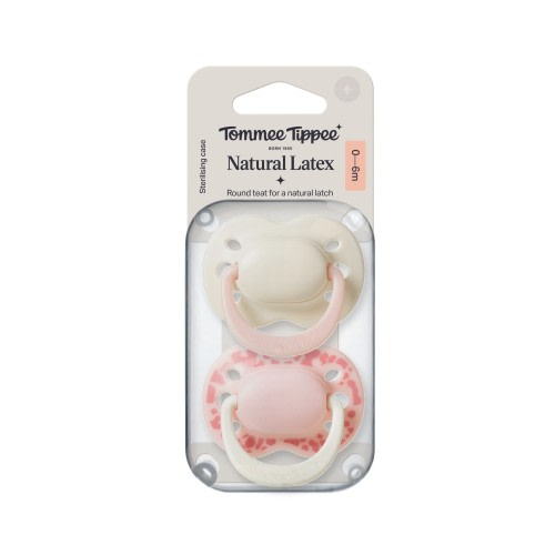 Tommee Tippee Soother Natural Latex Ultimate Fit 0-6 Months 2 Pack Multi