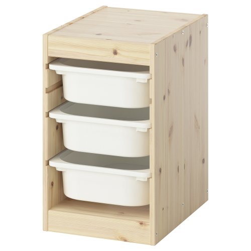 TROFAST Storage combination with boxes - light white stained pine/white 12 5/8x17 3/8x20 1/2 "