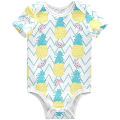Wusikd Yellow Pineapple Unisex Baby Bodysuit Cotton Fresh Baby Short Sleeve Clothes 3 Months for Boys Girls