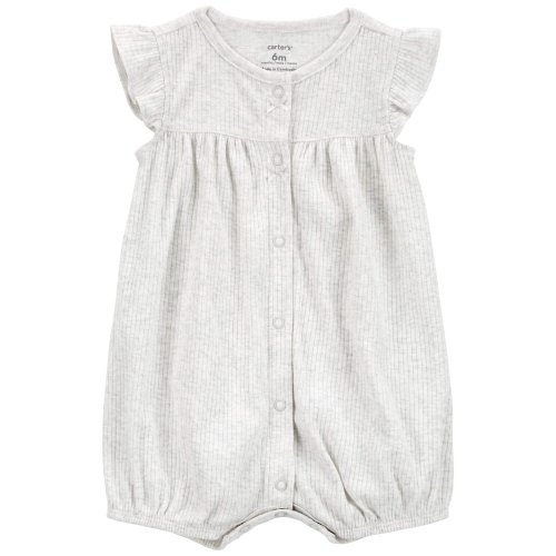 Baby Cotton Rib Short-Sleeve Romper - Gray - Carter's | Carter's