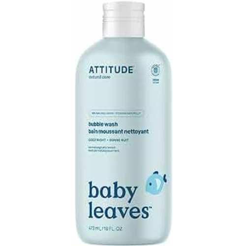 ATTITUDE Bubble Body Wash for Baby, EWG Verified, Dermatologically Tested, Plant and Mineral-Based, Vegan, Good Night, 16 Fl Oz