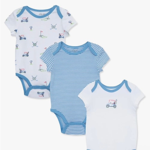 3M - Little Me Clothes for Baby 3-Pack 100% Cotton Scratch Free Tag Bodysuits, Newborn to 9 Months
