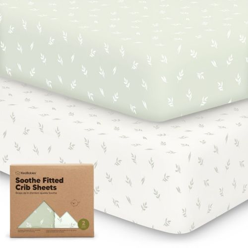 KeaBabies 2pk Soothe Fitted Crib Sheets Neutral, Organic Baby Crib Sheets, Fits Standard Nursery Baby Mattress (Herb)