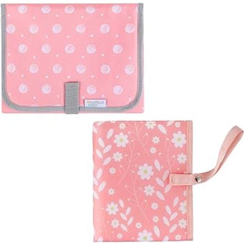2 Sets PHOEBUS BABY Portable Changing Pad Travel - Waterproof Compact Diaper Changing Mat - Lightweight & Foldable Changing Station, Newborn Shower Gifts (Pink)