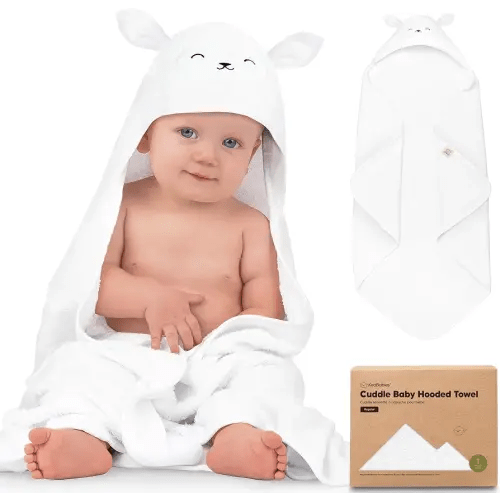 KeaBabies Baby Hooded Towel - Viscose Derived from Bamboo Baby Towel, Toddler Bath Towel, Infant Towels, Large Hooded Towel, Organic Baby Towels with Hood for Girls, Babies, Newborn Boys(Lamb)