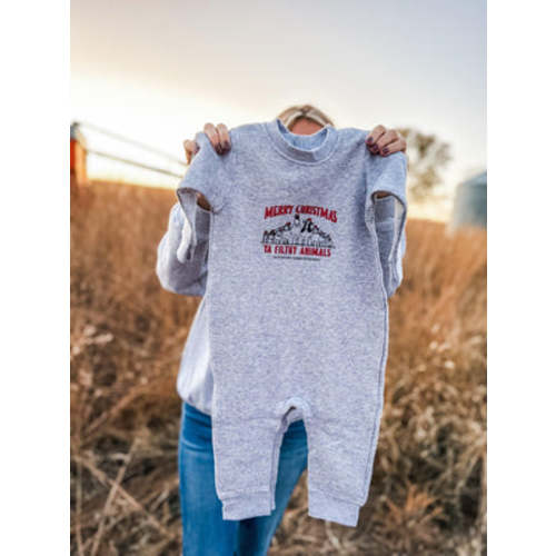 Merry Christmas Ya Filthy Animals Baby Fleece One Piece - American Farm Company