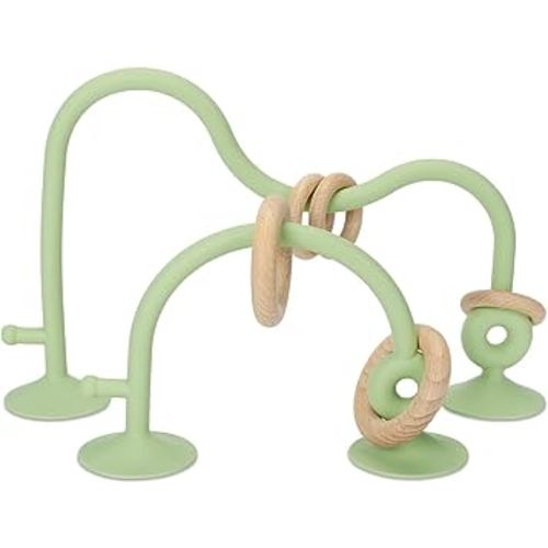 Socub Silicone Baby Sensory Toys, Montessori Educational Toys for Baby 6 12 18 Months, Parent-Child Toys with Suction Cup, 2 Pack(Olive)