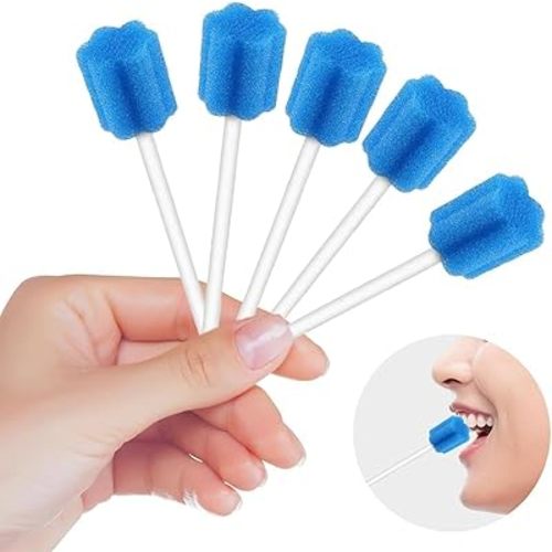 80 Pieces Disposable Toothettes Oral Care Swabs, Mouth Swabs for Elderly, Sponge Dental Swabsticks Unflavored Sterile for Mouth & Gum Cleaning