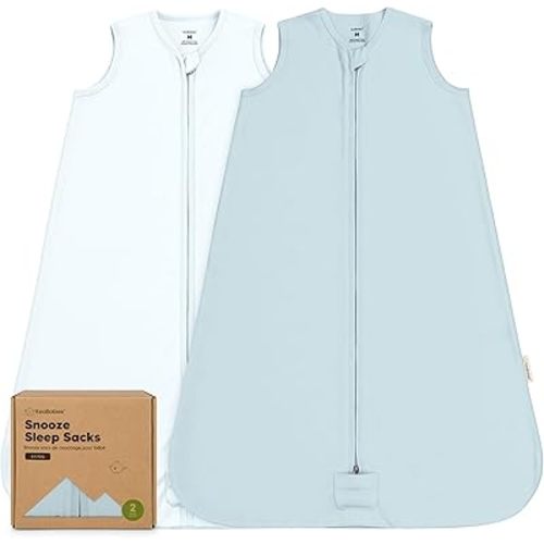 2-Pack Baby Sleep Sacks, Zipper Wearable Blanket - 0.5TOG Organic Cotton, Lightweight, Soft Cozy Toddler Sleeping Sack 6-12 months, Easy to Wear Large Newborn Transition Swaddles Sleepsacks (Glacier)