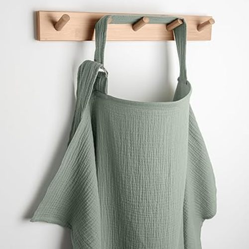 Comfy Cubs Nursing Cover for Baby Breastfeeding - 100% Muslin Cotton, Soft & Breathable Cotton, Breastfeeding Pumping Cover for Mom, with Rigid Hoop - Privacy Unisex Lightweight Covers Wrap (Fern)