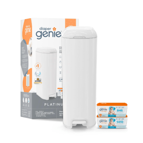 Diaper Genie Platinum Pail Gift Set, Lily White