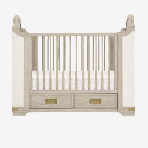 Bellini Paris 4-In-1 Convertible Crib With Underdrawer - Whitewash Ash With Lace