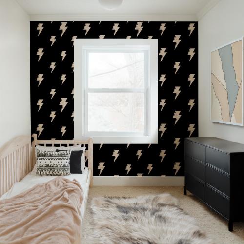 Lightning Bolt Wallpaper Peel and Stick or Traditional, Bold Graphic Wall Mural for Playroom, Tween Bedroom, Nursery or Cool Accent Wall