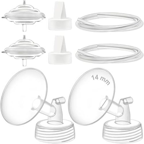 Maymom Pump Parts Compatible with Spectra S1 S2 9 Plus Electric Breastpump, 14mm Flange Valve Tubing Backflow Protector, Not Original Spectra Replacement Pump Parts Accessories