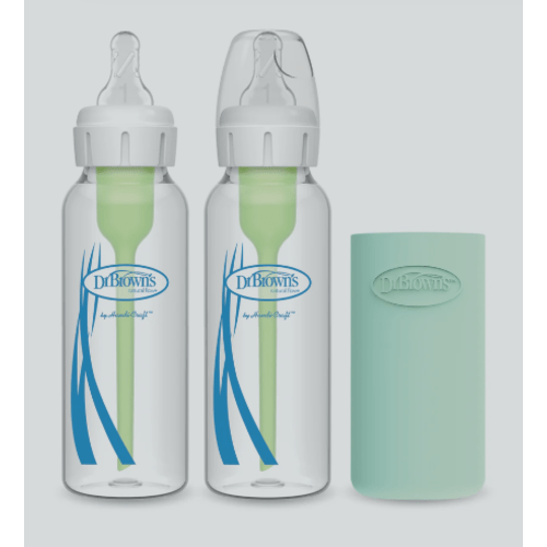 Dr. Brown’s Natural Flow® Anti-Colic Options+™ Narrow Glass Baby Bottle with Silicone Sleeve, 2-Pack