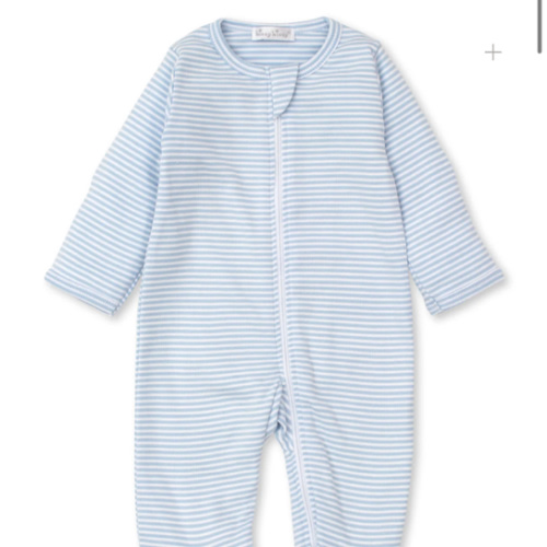 Classic Rib Blue Stripe Zip Footie