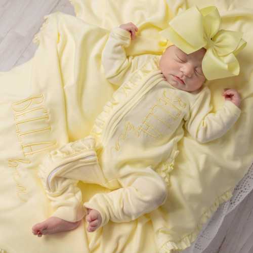 Gift For Baby Newborn Girl Coming Home Outfit Baby Girl Clothes Custom Baby Gift Personalized Baby Girl Hospital Outfit Yellow Outfit