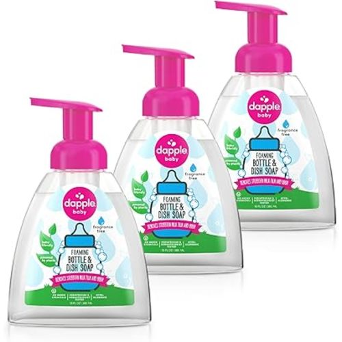 Dapple Foaming Dish Soap, Plant Based, Hypoallergenic for Sensitive Skin, Fragrance Free 13 Fl Oz (Pack of 3)
