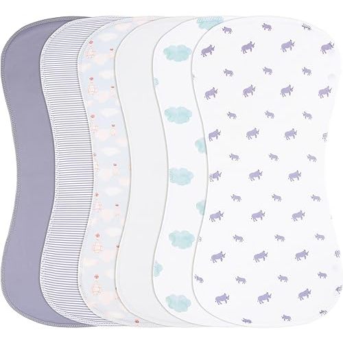 Baby Burp Cloths Large Size 3-Layers Thicken 100% Cotton Super Absorbent and Soft Baby Spit Up Burping Rags Baby Burp Cloth Set for Girls 6 Pack
