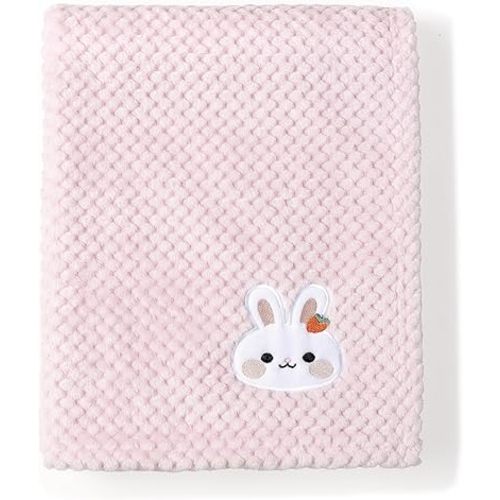 CREVENT 30''X40'' Cute Cozy Fluffy Warm Baby Blanket for Girls Infants Toddlers' Bedding Crib Cot Stroller, Baby Shower Birthday Newborn's Gift Pink- Bunny