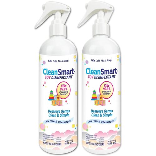 CleanSmart Toy Disinfectant Spray Kills 99.9% of Viruses and Bacteria, Rinse Free, 16 oz Bottle, (Pack of 2)